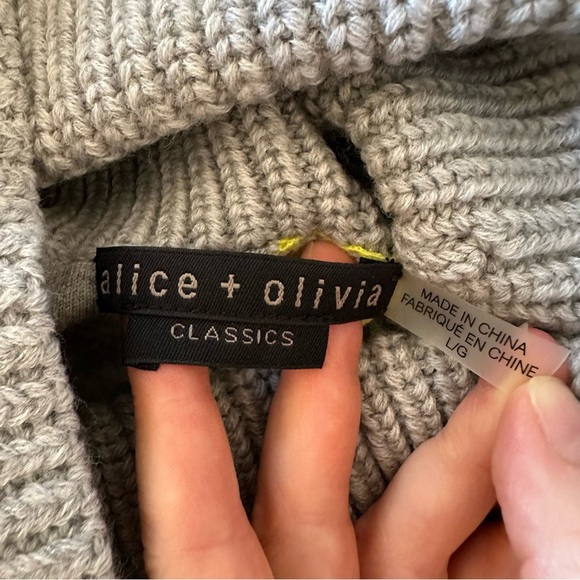 Alice + Olivia Spencer Colorblock Turtleneck Sweater Heather Grey/Sunny Lime - Picture 12 of 14